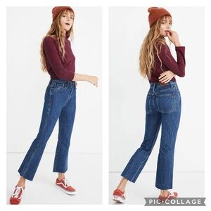 EUC Madewell Rigid Demi-Boot Crop Frayed Hem Jeans in MacGill Wash